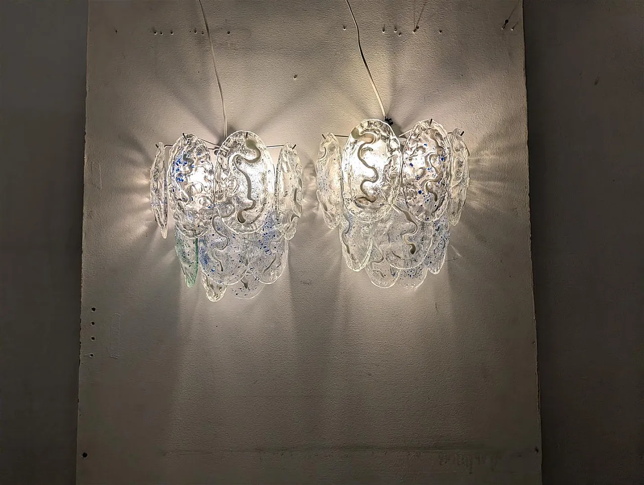 Pair of wall lights with Murano glass stems, 1970s 9