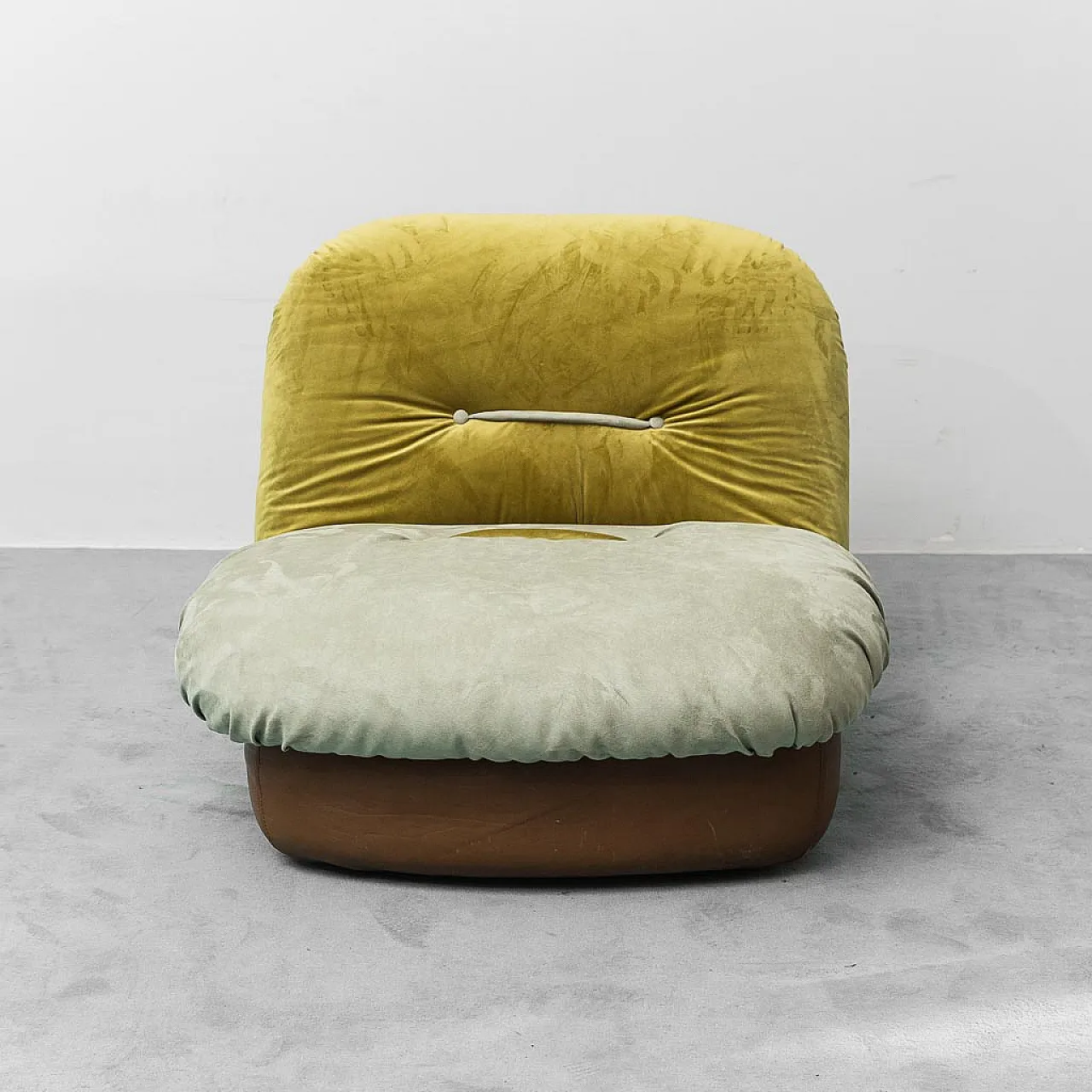 Poltrona Saporiti in pelle e tessuto, anni '70 6