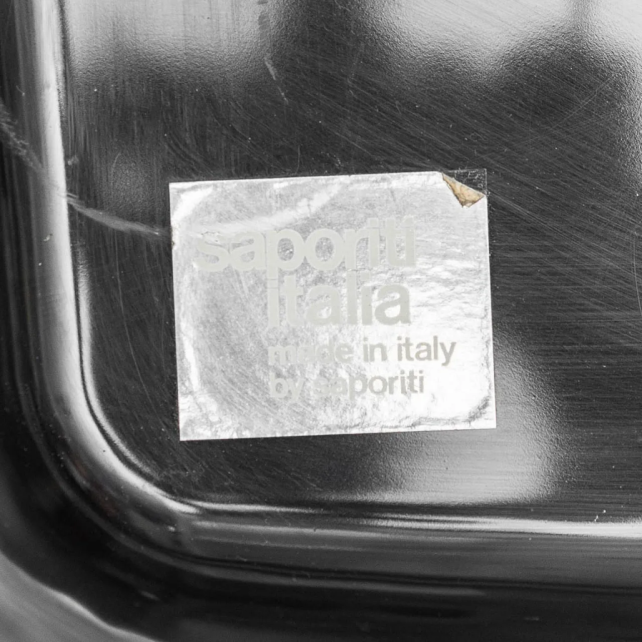 Poltrona Saporiti in pelle e tessuto, anni '70 13