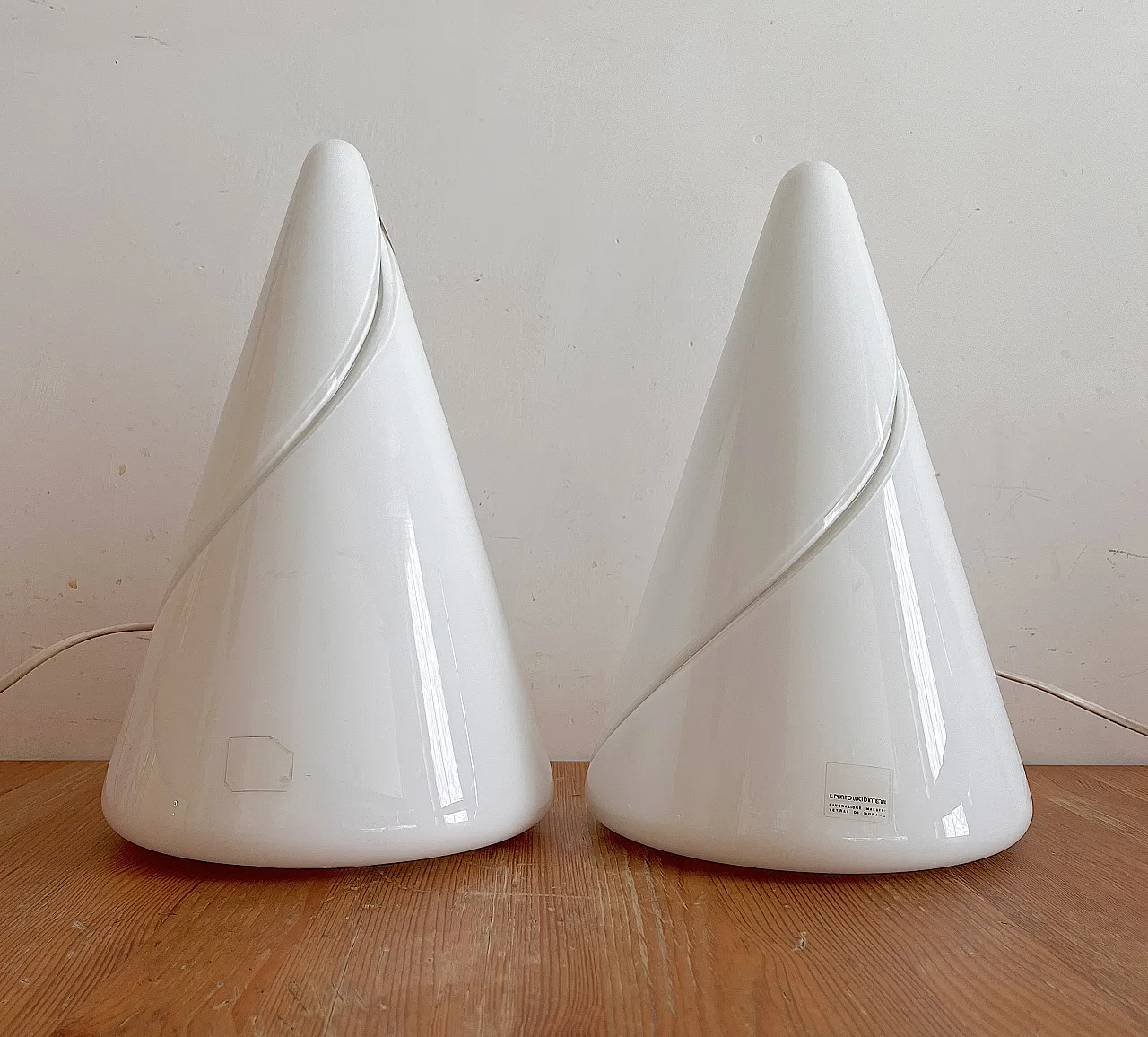 Glass cone lamp by Murano glass masters, 1970s 1