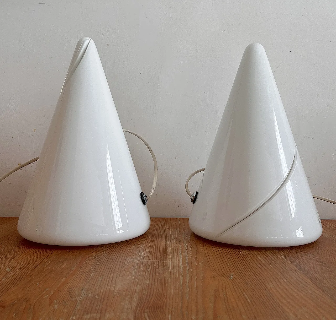 Glass cone lamp by Murano glass masters, 1970s 4