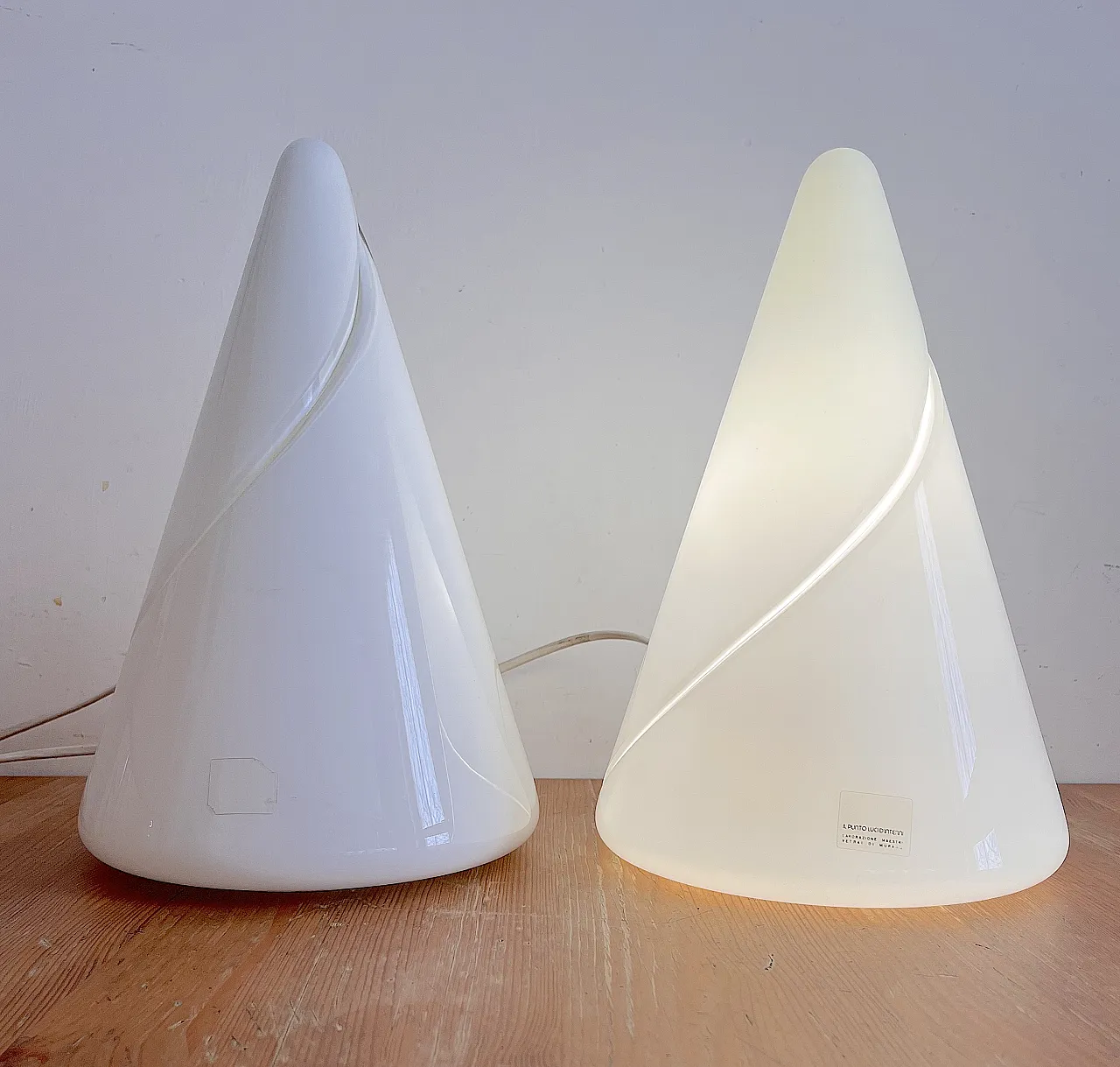 Glass cone lamp by Murano glass masters, 1970s 6