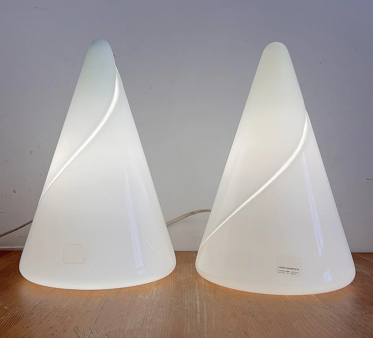 Glass cone lamp by Murano glass masters, 1970s 8