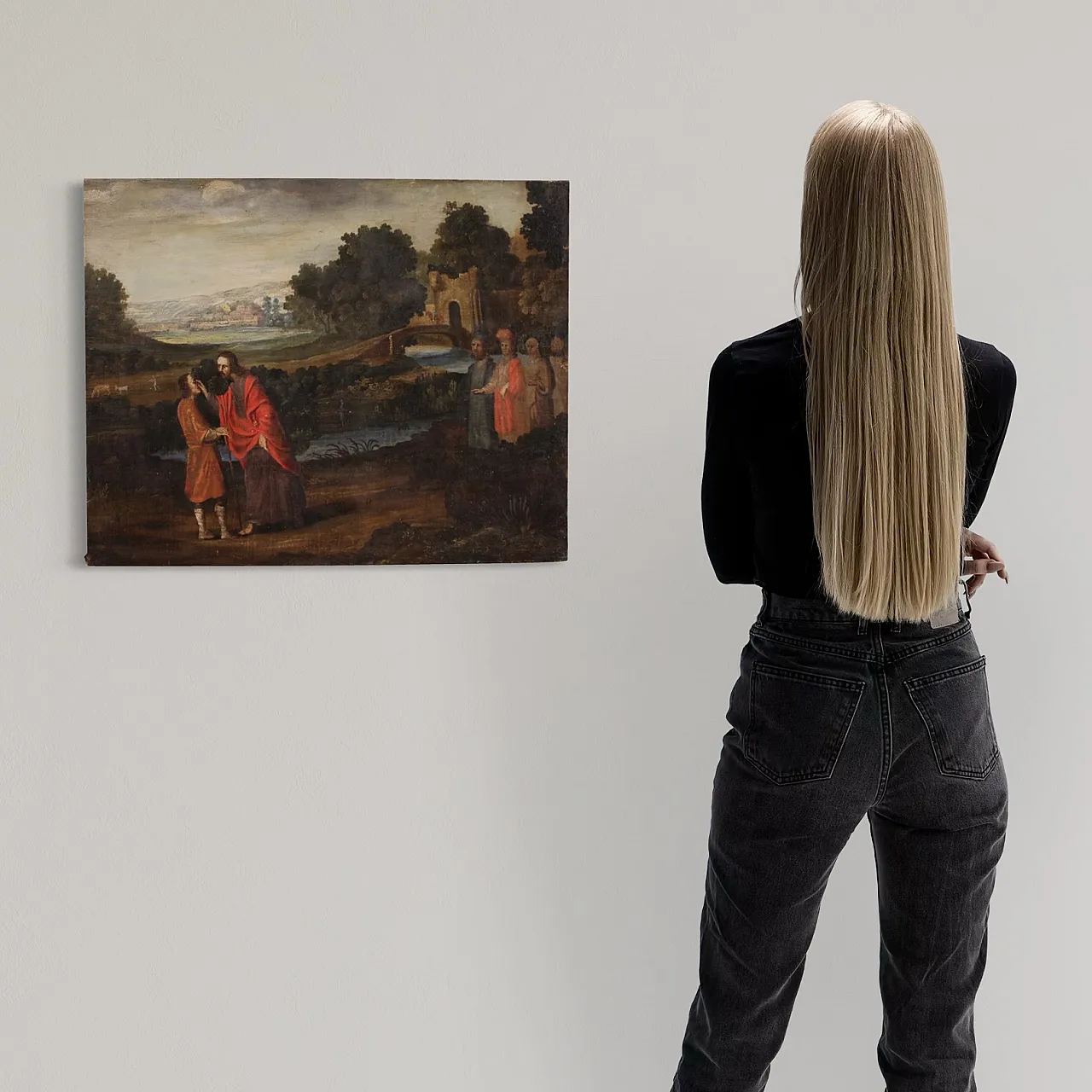 Spanish painting The Healing of the Blind Man, 17th century 3