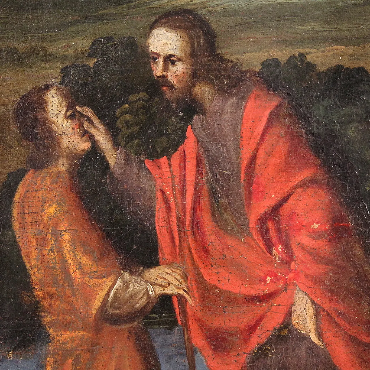 Spanish painting The Healing of the Blind Man, 17th century 5