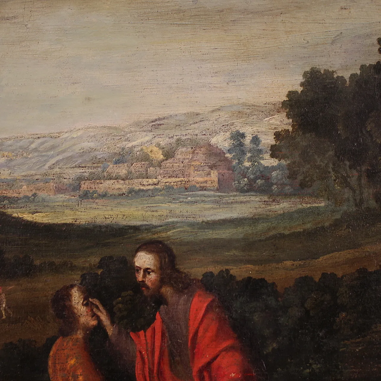 Spanish painting The Healing of the Blind Man, 17th century 12