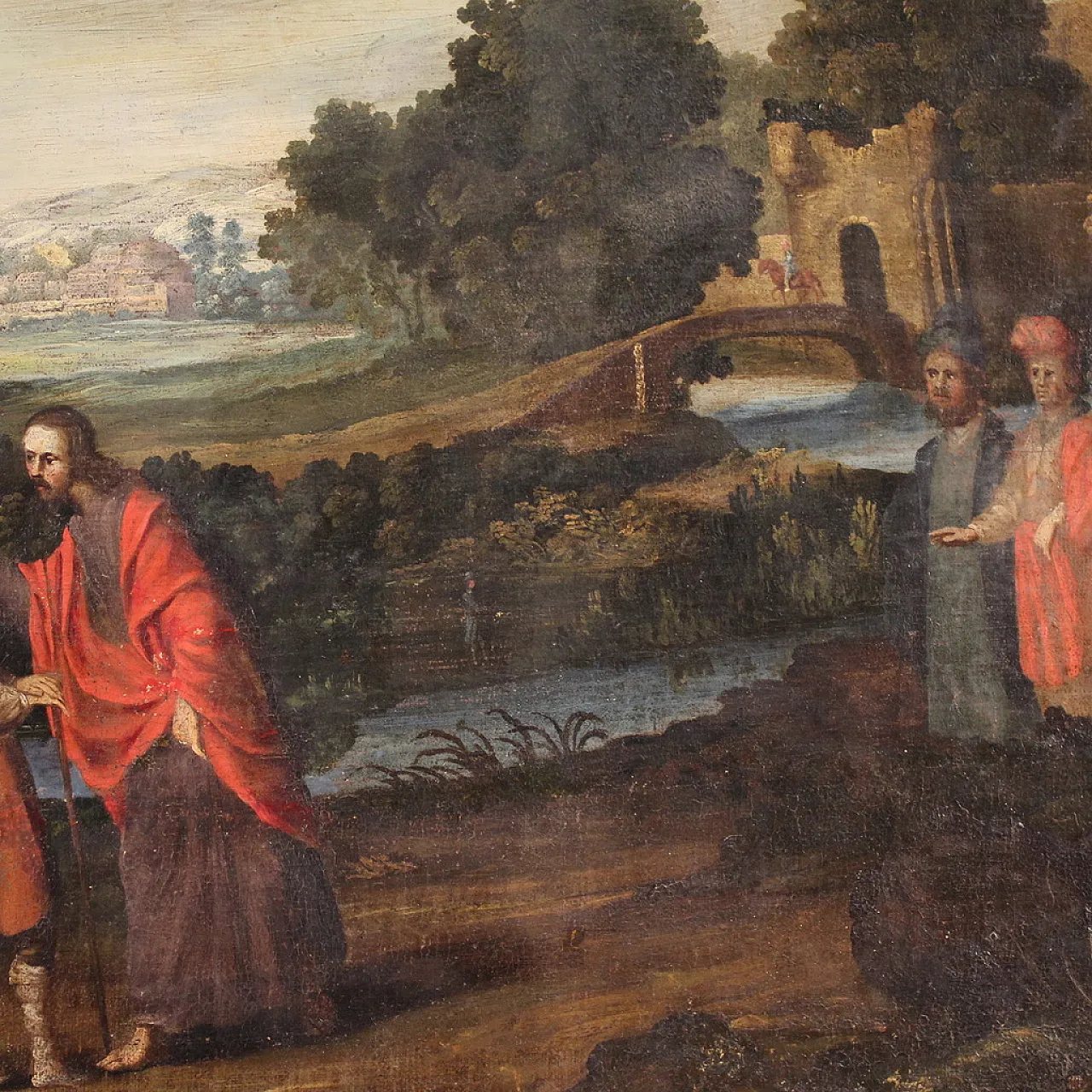 Spanish painting The Healing of the Blind Man, 17th century 14