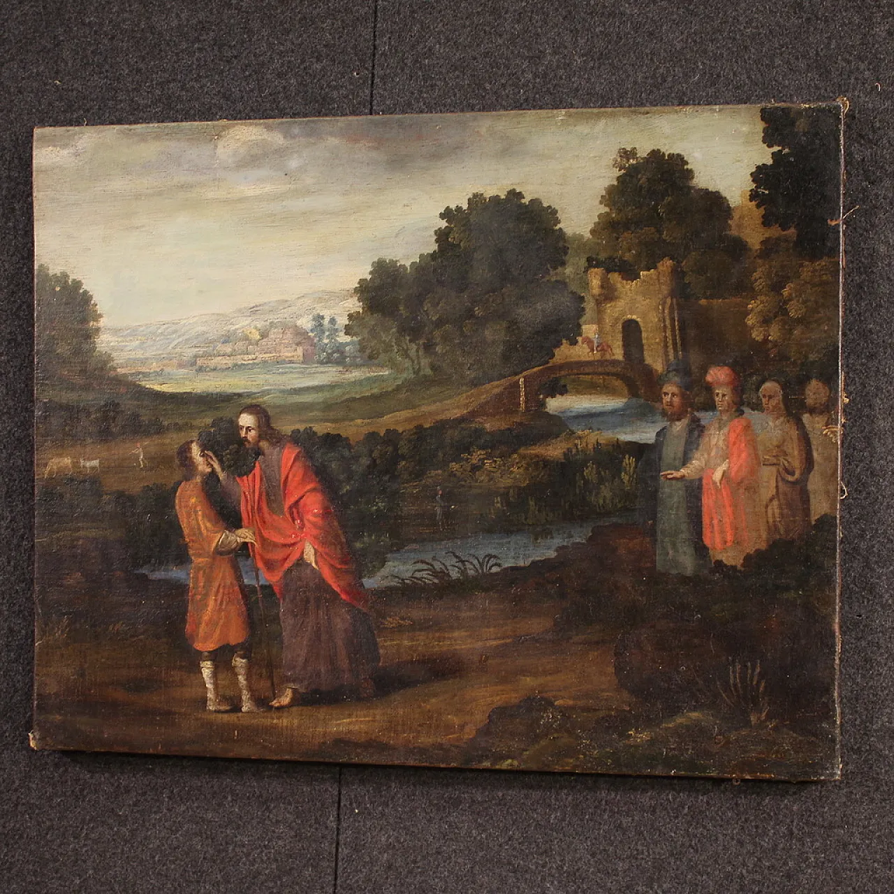 Spanish painting The Healing of the Blind Man, 17th century 15