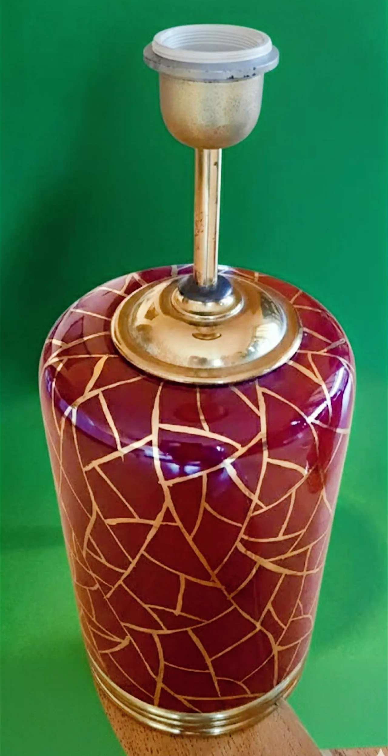 Burgundy and gold lamp, 1970s 2