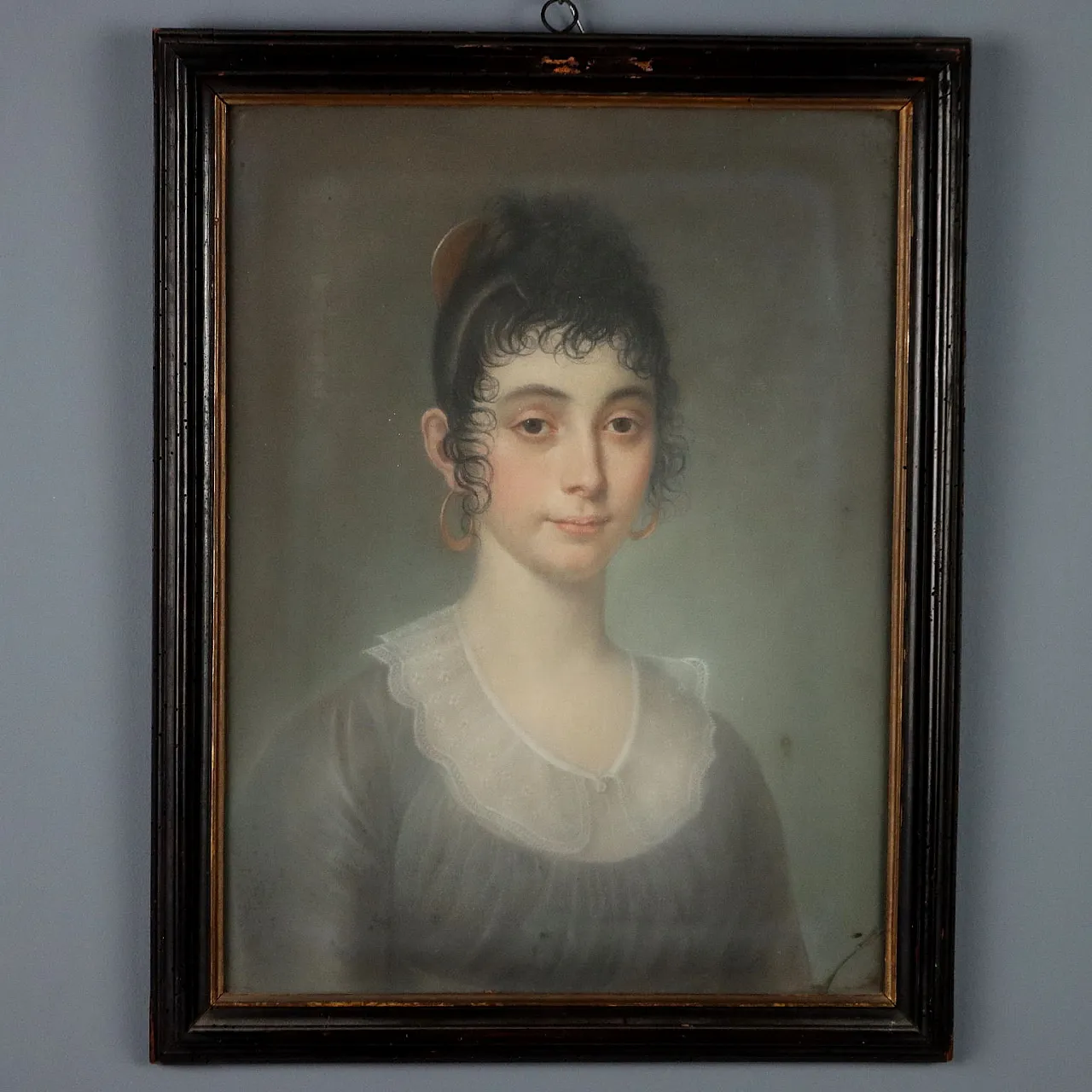 Portrait of a young woman, pastel on cardboard, 19th century 1