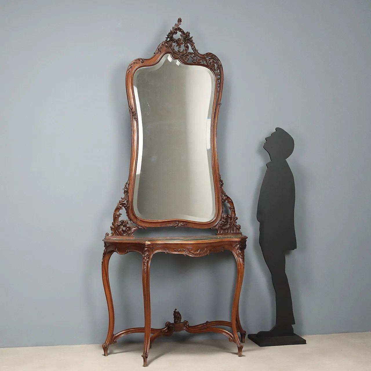 Console with mahogany mirror, late 19th century 2