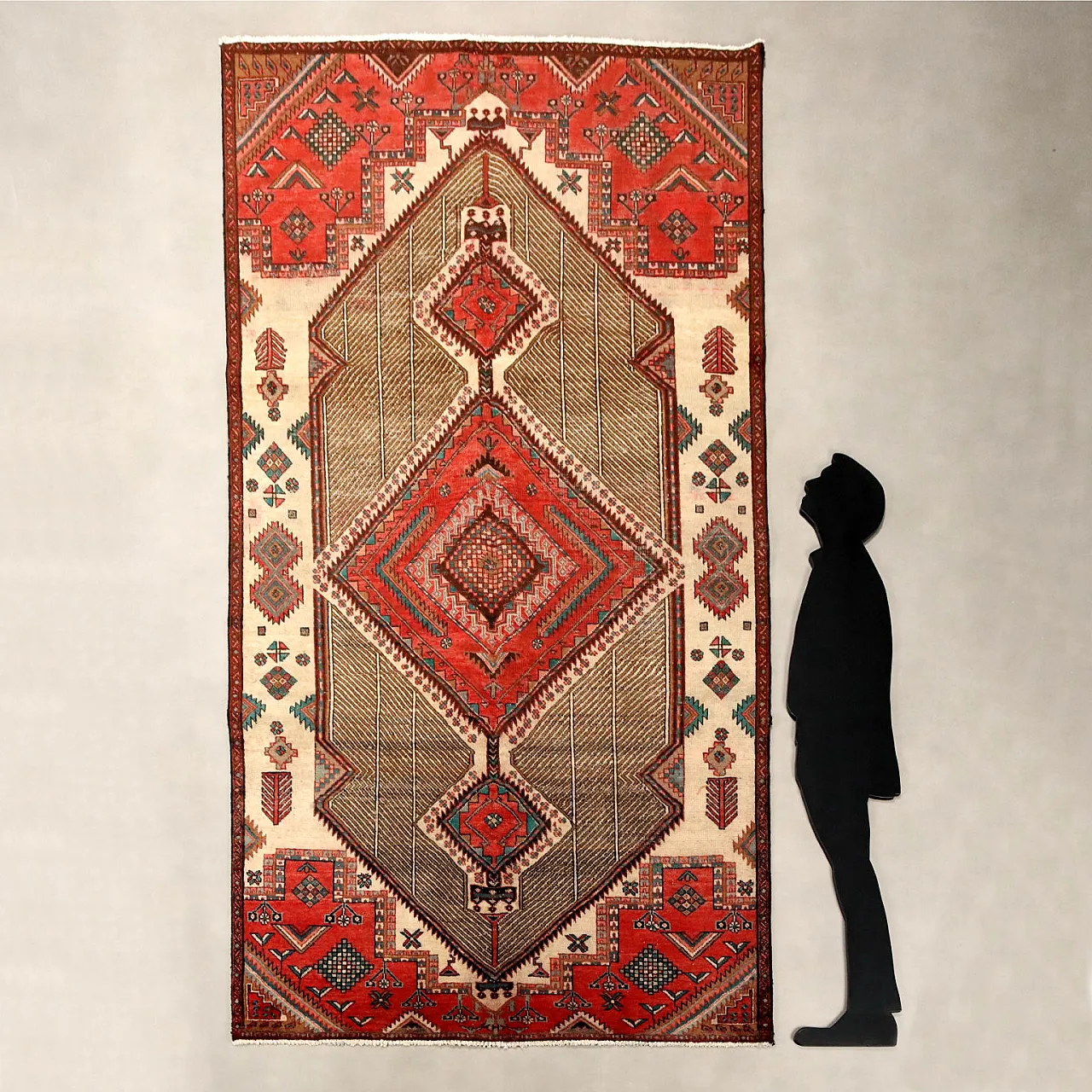 Afshari cotton and wool rug, handcrafted, big knot, 20th century 2