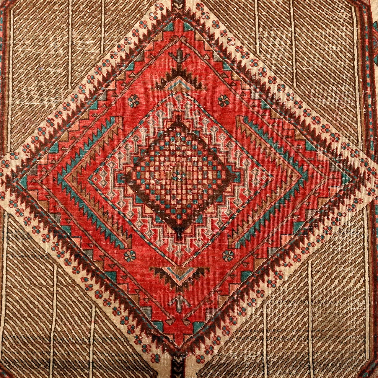 Afshari cotton and wool rug, handcrafted, big knot, 20th century 5