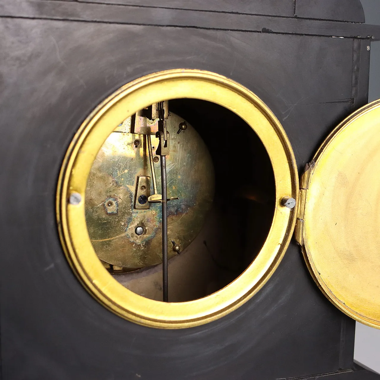 Black marble, breccia, gilded bronze fireplace triptych, 20th century 8