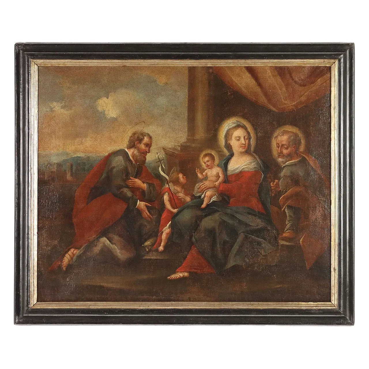 Dipinto Sacra Famiglia con Santi, olio su tela, '800 1