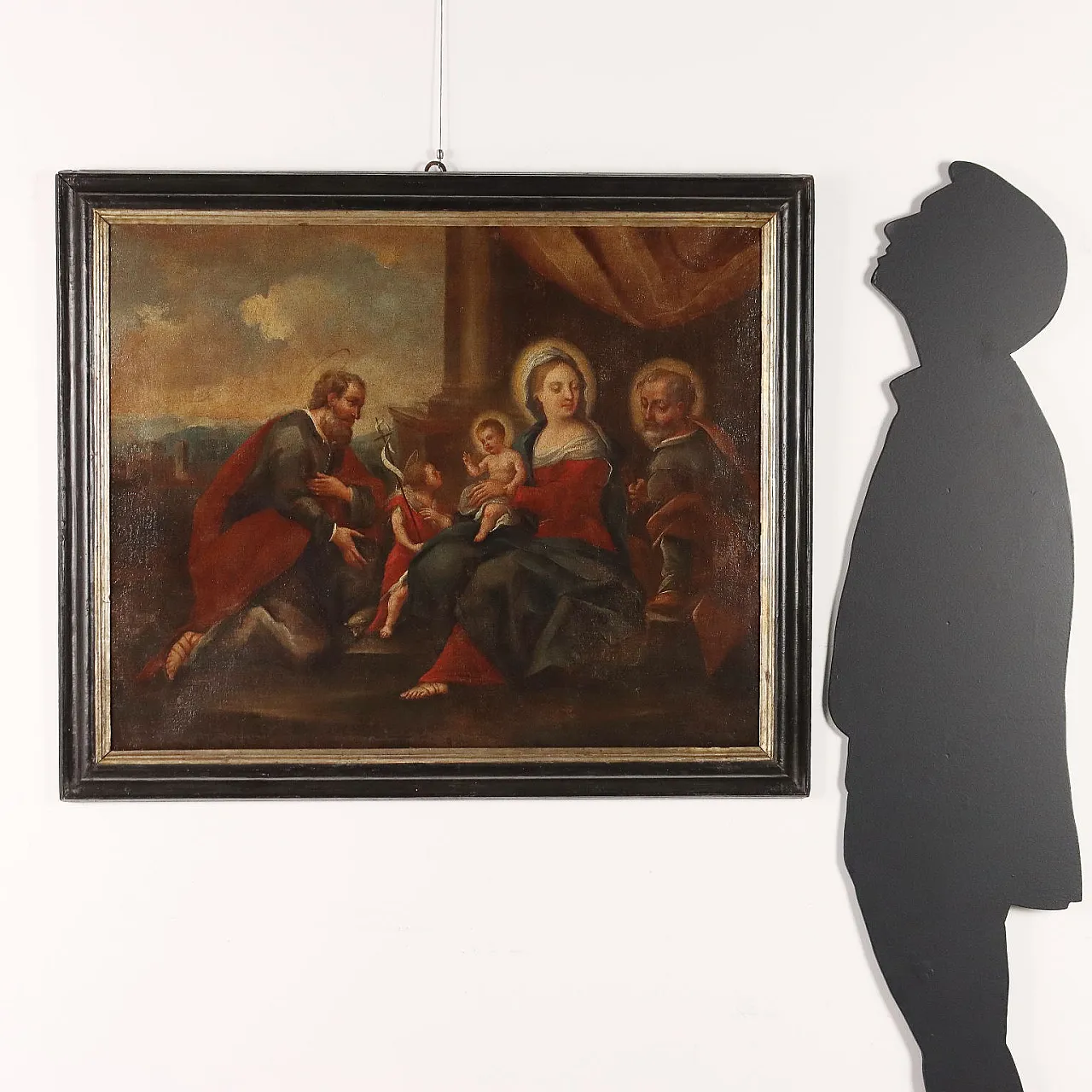 Dipinto Sacra Famiglia con Santi, olio su tela, '800 2