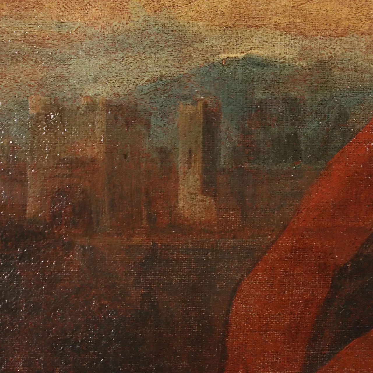 Dipinto Sacra Famiglia con Santi, olio su tela, '800 7