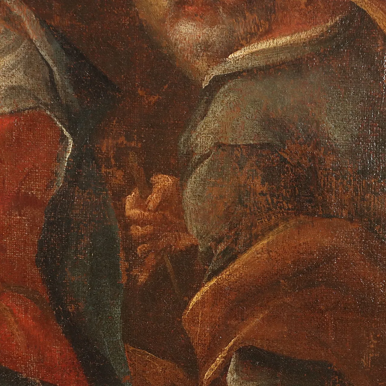 Dipinto Sacra Famiglia con Santi, olio su tela, '800 8