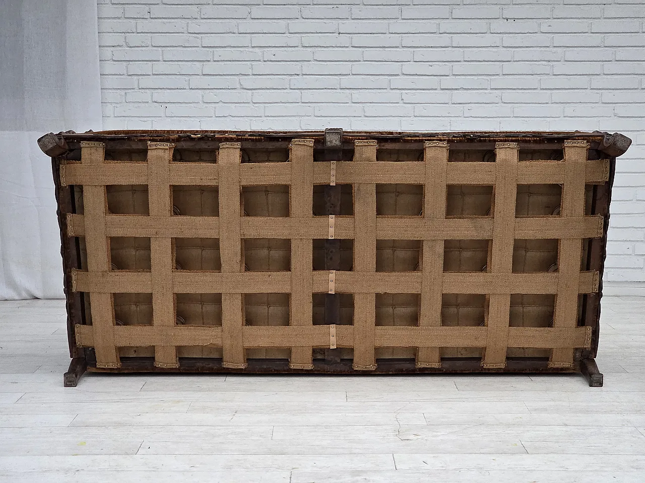 Divano danese a 3 posti in velluto e quercia, anni '40 15