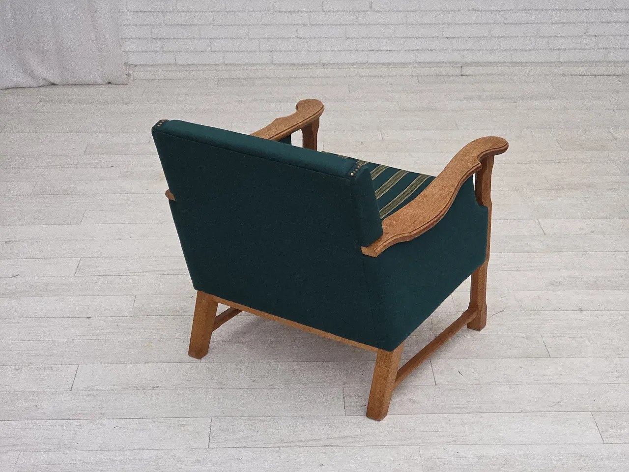Danish armchair wool, solid oak wood, 1970s 10