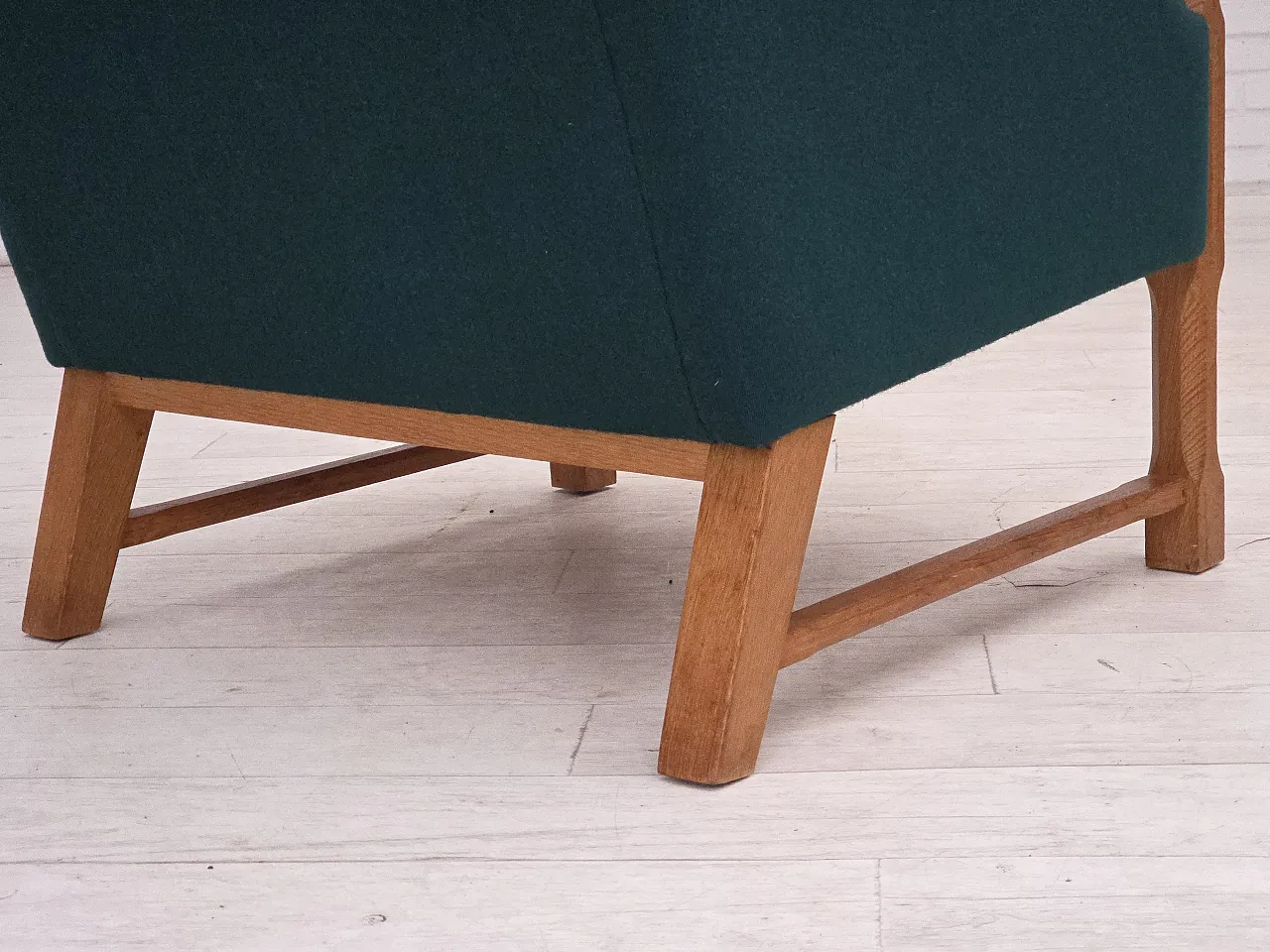 Danish armchair wool, solid oak wood, 1970s 11