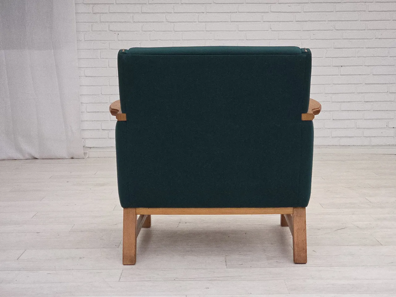 Danish armchair wool, solid oak wood, 1970s 13