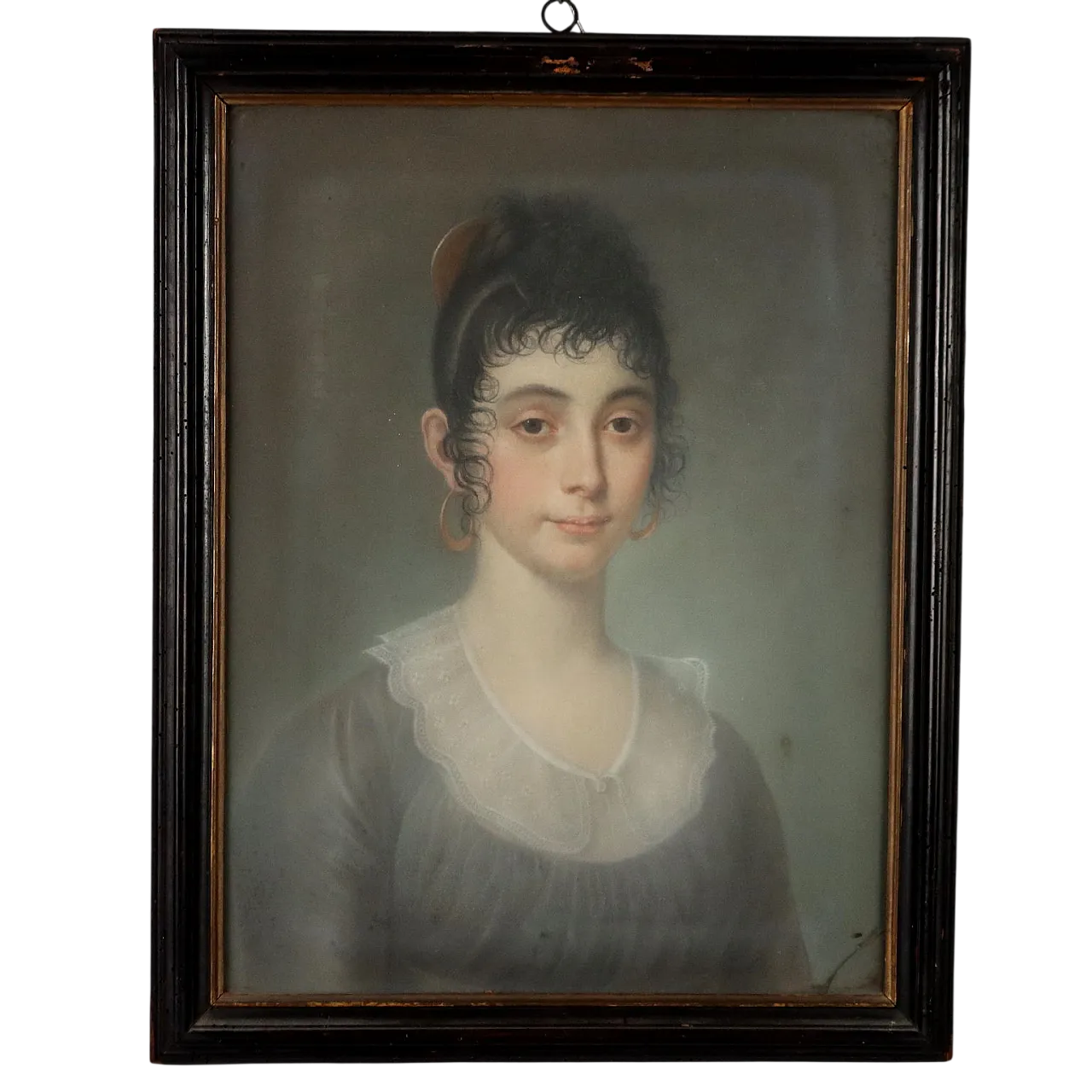 Portrait of a young woman, pastel on cardboard, 19th century 10