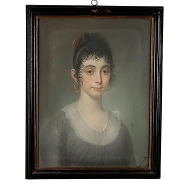 Portrait of a young woman, pastel on cardboard, 19th century
