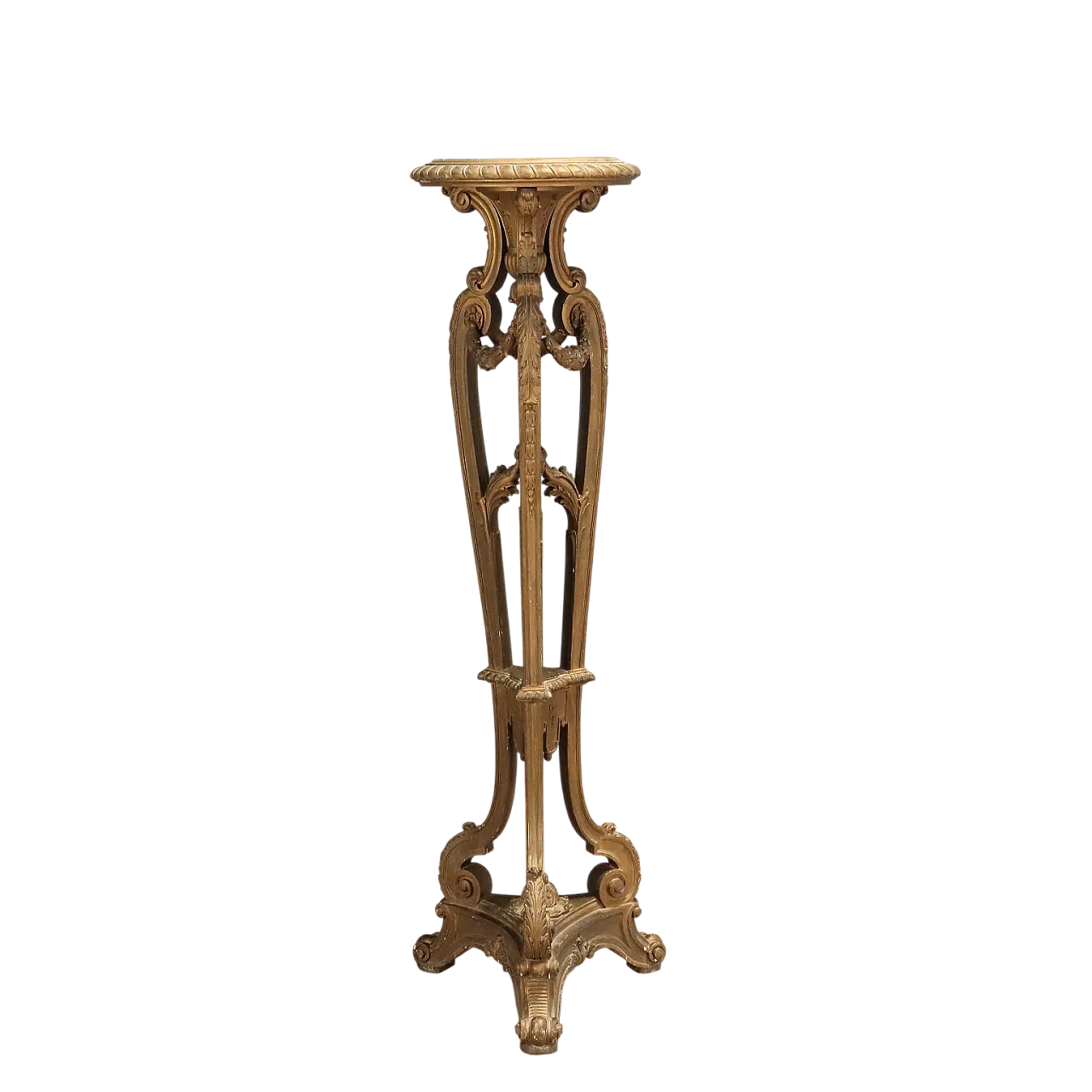 Carved and gilded wooden tripod tray holder, early 20th century 11