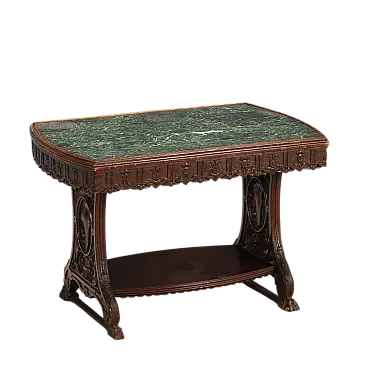 Walnut coffee table and Alpine green marble top, late 19th century