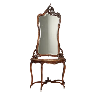 Console with mahogany mirror, late 19th century
