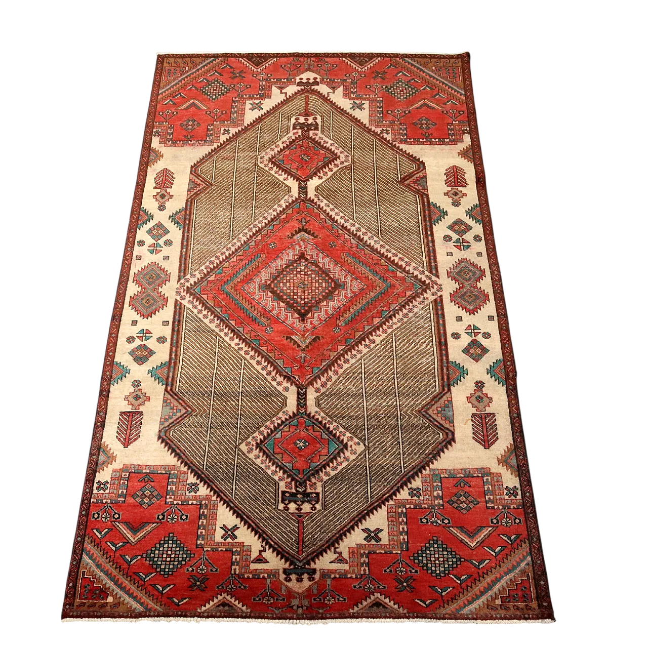 Afshari cotton and wool rug, handcrafted, big knot, 20th century 9
