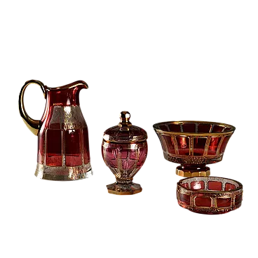 4 Bohemian crystal pieces, 20th century
