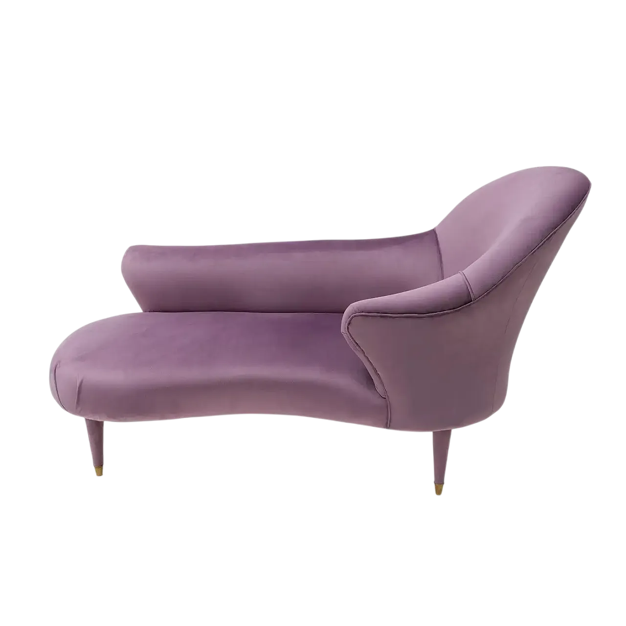 Mid-Century dormeuse in mauve velvet with brass feet, 1950s 10
