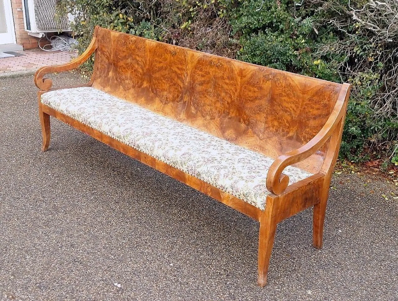 Carlo X solid walnut sofa, 19th century 1