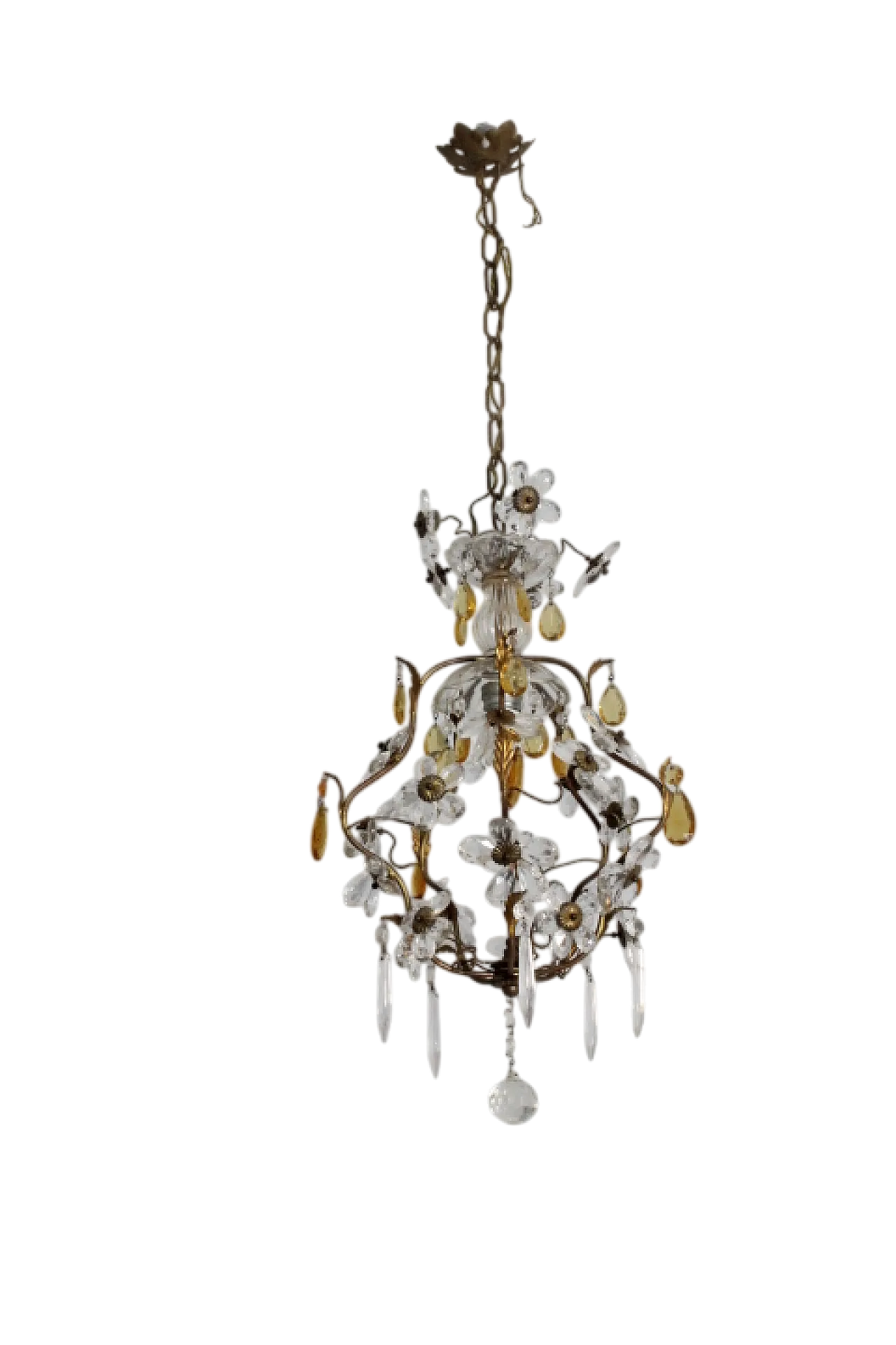 Liberty chandelier with pendants and crystal flowers, 1930s 12