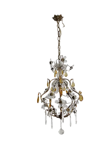 Liberty chandelier with pendants and crystal flowers, 1930s