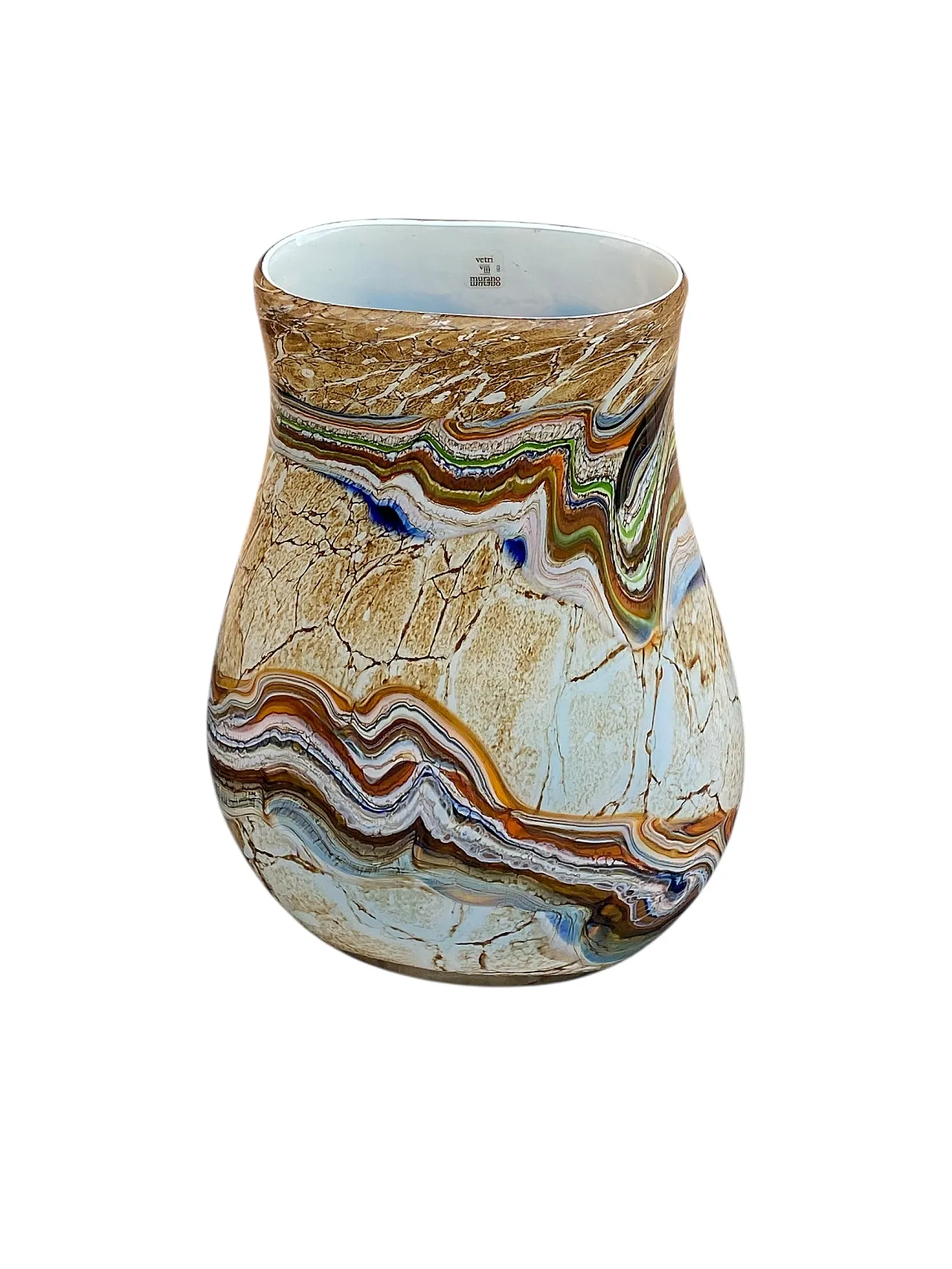 Vase in marbled artistic glass Murano, 70s 2