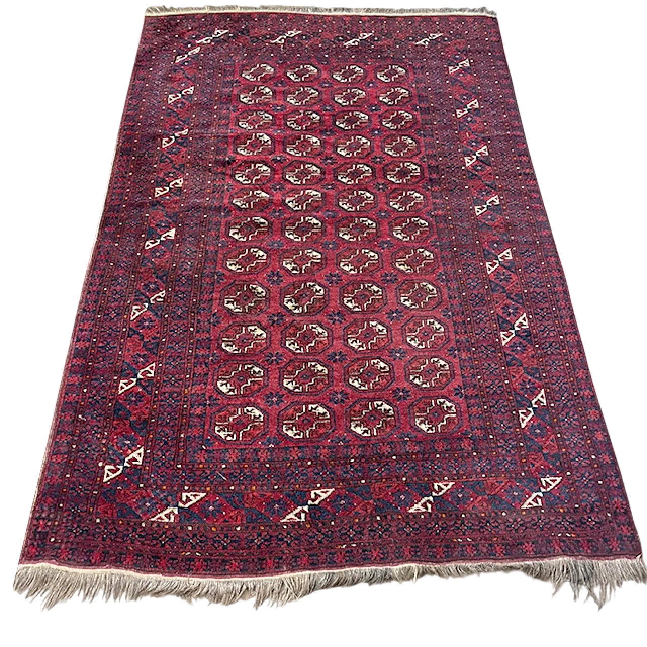 Turkmenistan Bukhara wool and silk carpet, mid-20th century 10