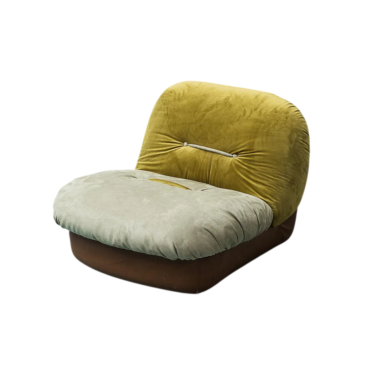 Poltrona Saporiti in pelle e tessuto, anni '70 14