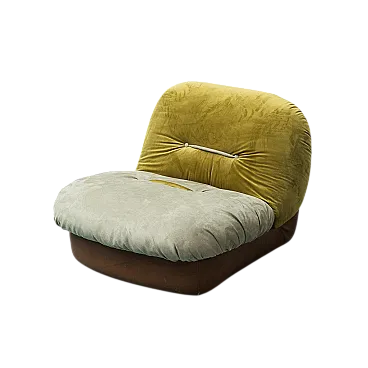 Poltrona Saporiti in pelle e tessuto, anni '70