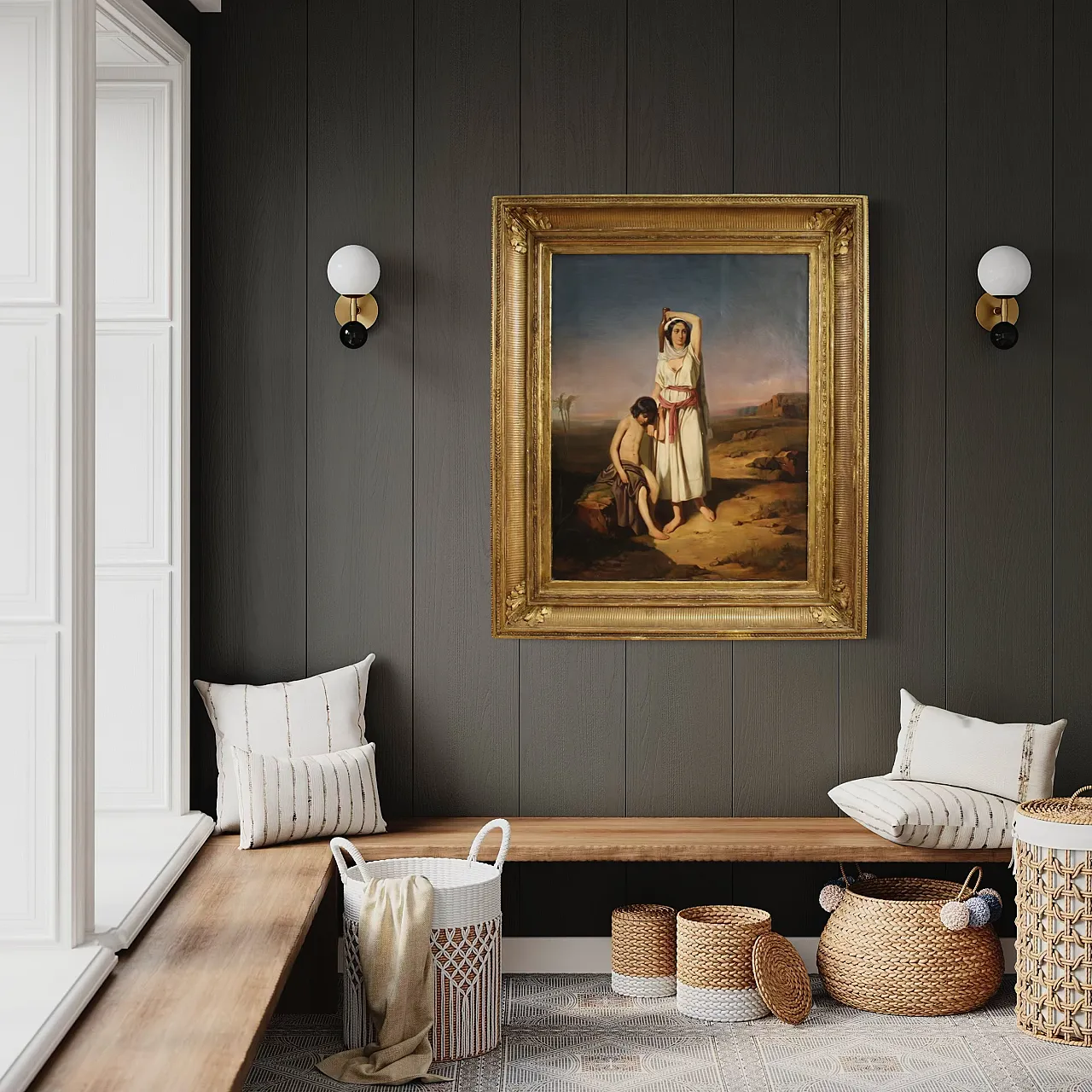 French painting, Hagar and Ishmael, 19th century 9