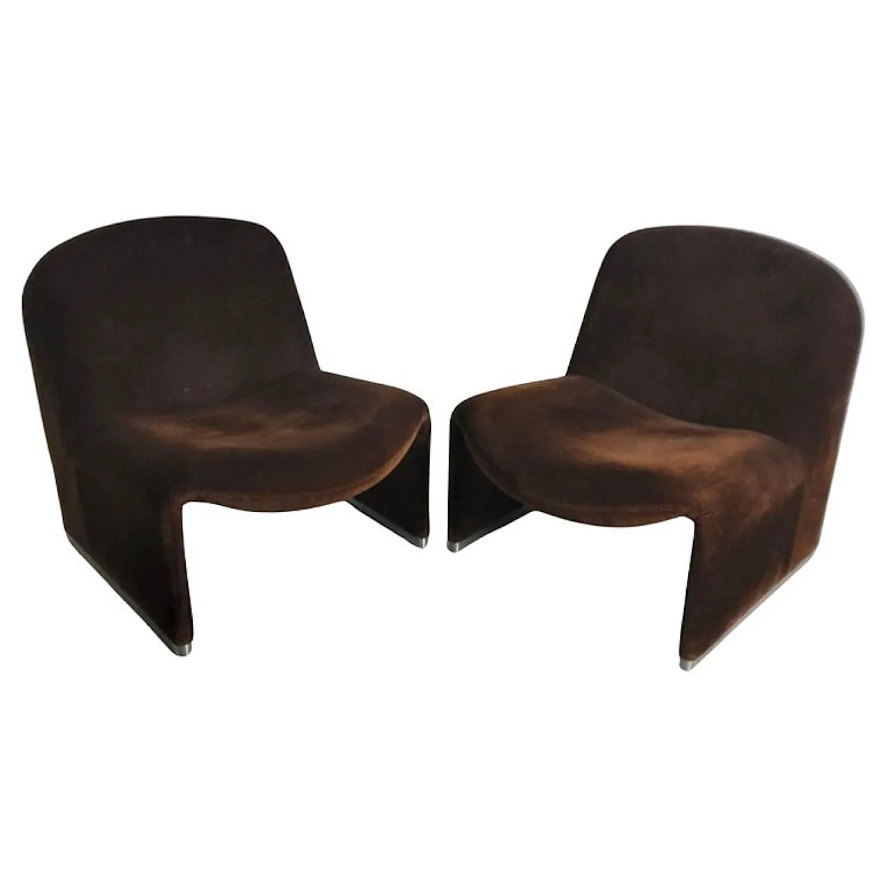 Pair of brown velvet Alky chairs by G.Piretti for A.Castelli, 70s 1