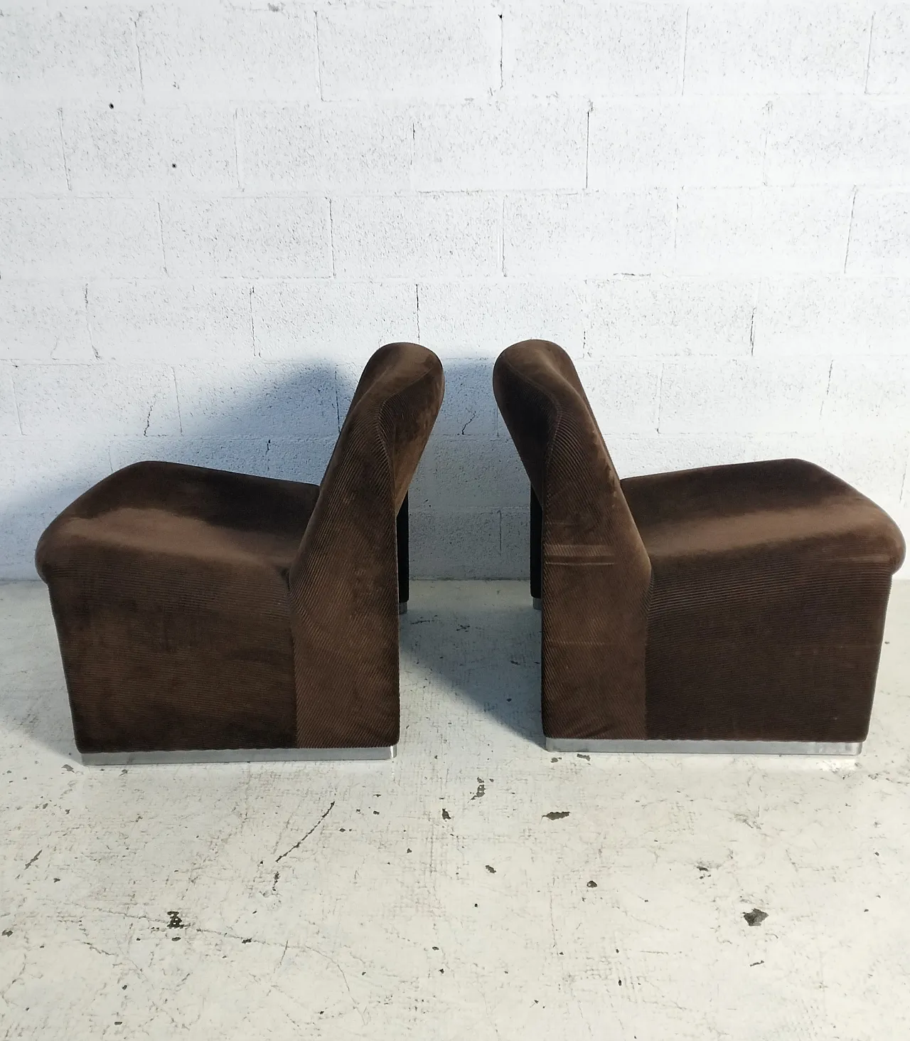 Pair of brown velvet Alky chairs by G.Piretti for A.Castelli, 70s 6