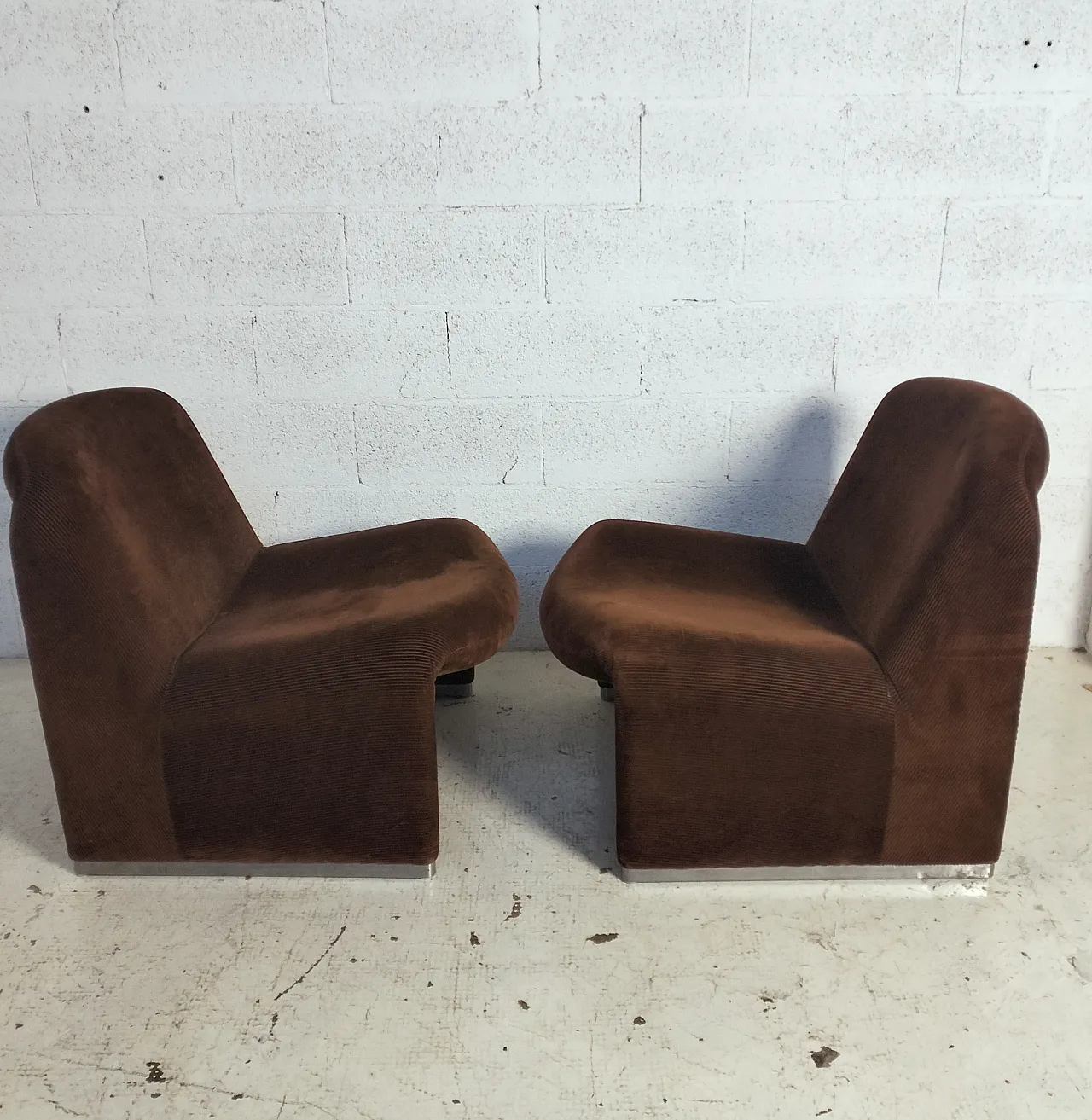 Pair of brown velvet Alky chairs by G.Piretti for A.Castelli, 70s 10