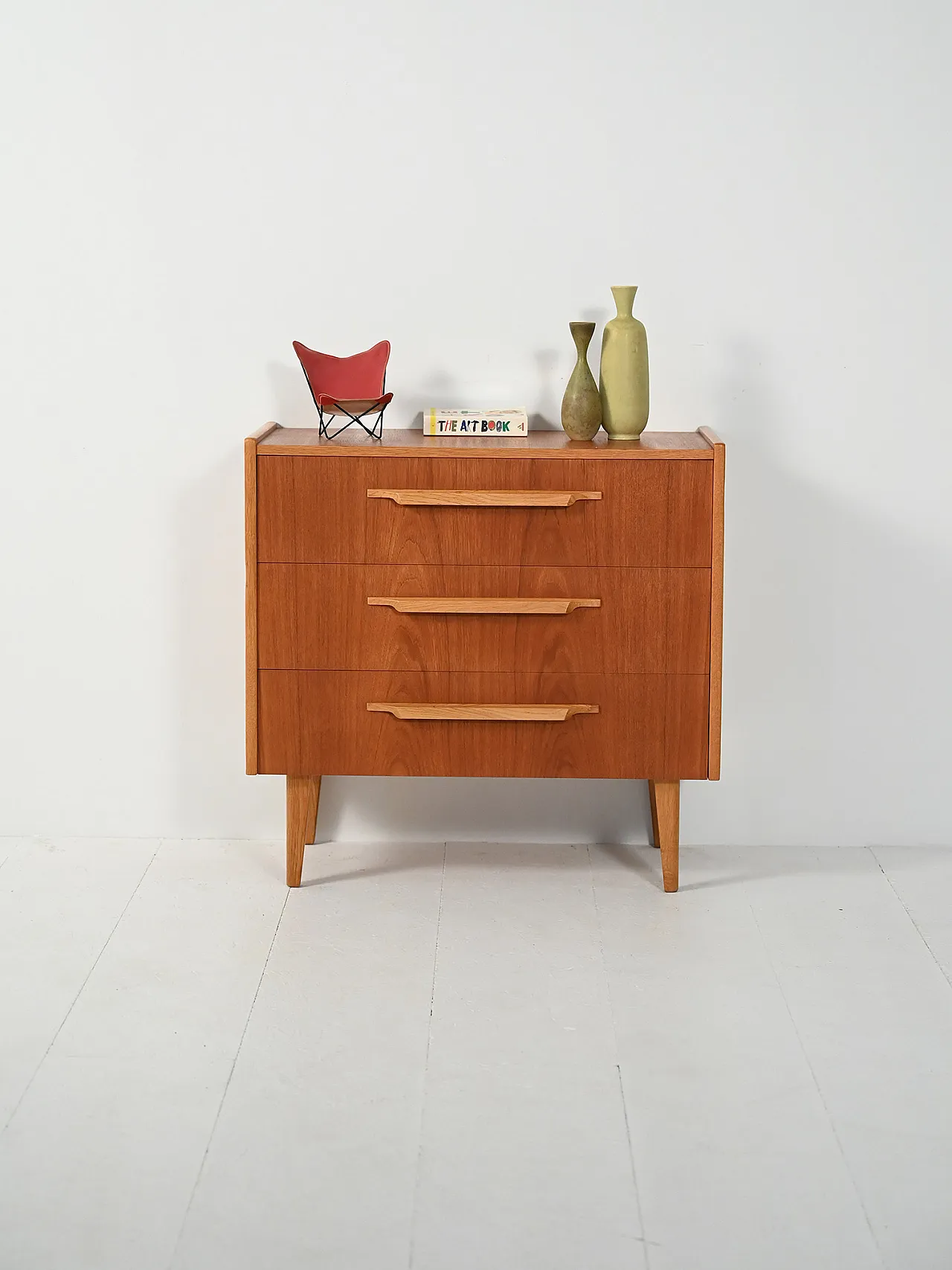 Cassettiera scandinava in teak e rovere, anni '60 1