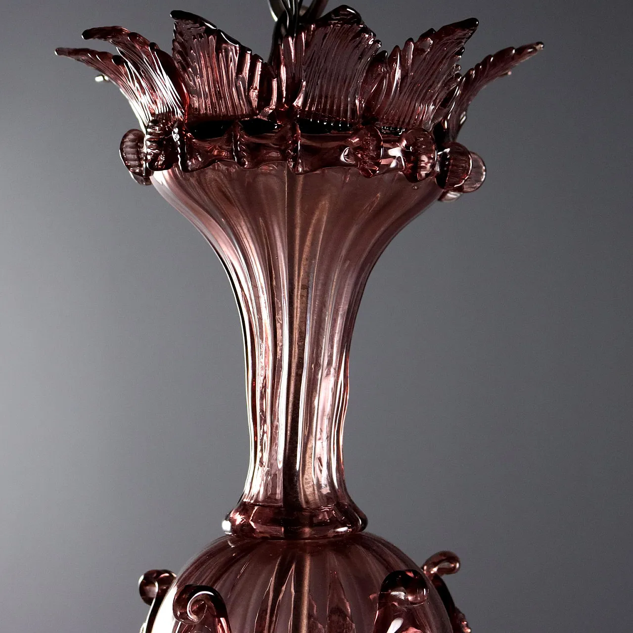 Five-light blown glass chandelier, late 19th century 3