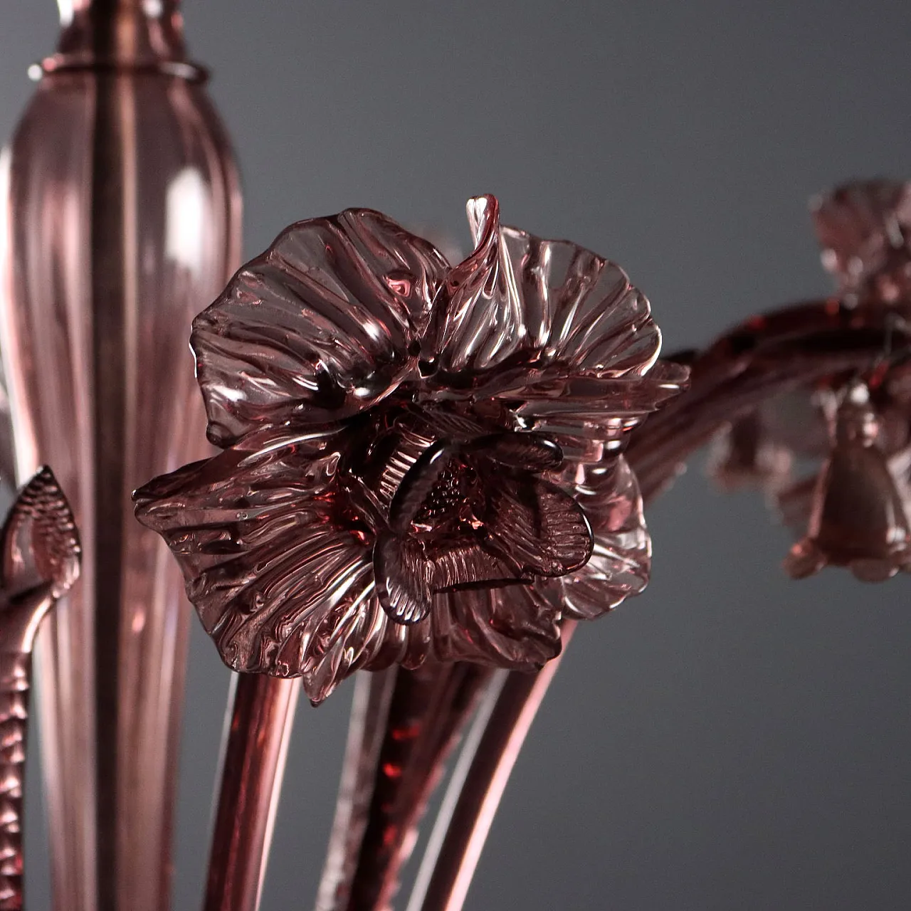 Five-light blown glass chandelier, late 19th century 5