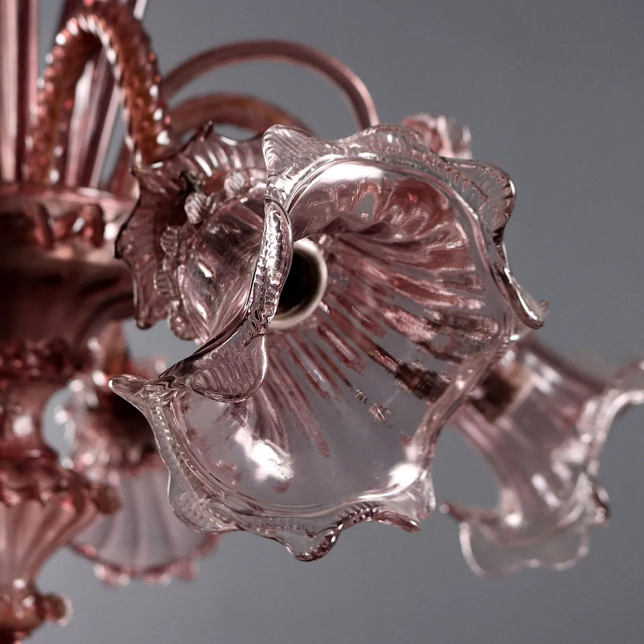 Five-light blown glass chandelier, late 19th century 9