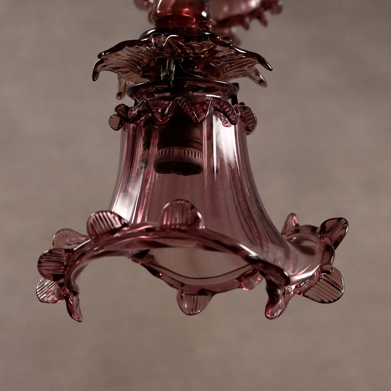 Five-light blown glass chandelier, late 19th century 10